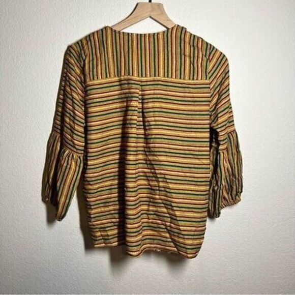 Isla Maude v neck striped bohemian tie front womens blouse size small - Picture 2 of 7